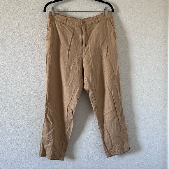 Bossini Women’s Ankle Pants 31 Linen Blend Beige Vacation Summer Casual Beach - Picture 1 of 13